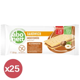 Abonett gluténmentes törökmogyorós szendvics 25x26 g – ropogós, rostban gazdag  snack