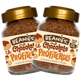 Beanies Chocolate Profiterole ízű instant kávé DUO 2x50 g, üveges cukormentes desszert aromájú kávépor csomag