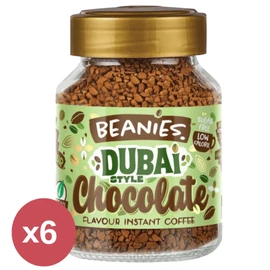 Beanies Dubai Chocolate instant kávé – 5+1 akciós csomag (6x50 g) – cukormentes, vegán, csokoládés-pisztáciás kávé