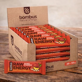 Bombus RAW ENERGY mangó és kesudió szelet kínáló 20X50 g
