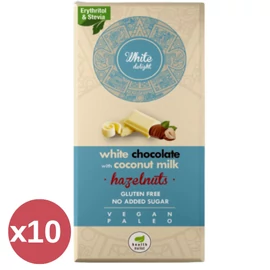Health Market White Delight mogyorós fehér csokoládé 10x80 g kínáló csomag, krémes állag, egész mogyorószemekkel