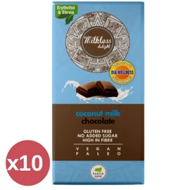 Dia-Wellness – Health Market Kókusztejes csokoládé kínáló 10×80 g – vegán, tejmentes táblás csokoládék gyűjtő kiszerelésben