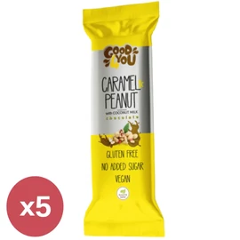 Health Market Good4You Karamell ízű földimogyorós szelet 5×25 g – vegán, gluténmentes szeletek földimogyoróval, csomagban