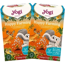 YOGI TEA BIO Boldog farm tea DUO 34x2 g – bio rooibos indiai citromfű vanília narancsos fűszertea DUO kiszerelésben, koffeinmentes
