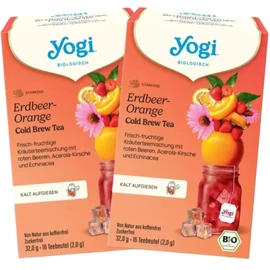YOGI TEA BIO Epres-narancsos jeges tea DUO 32x1,8 g – bio hibiszkusz acerola echinacea epres narancsos jeges tea DUO kiszerelésben, cukormentes