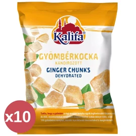Kalifa kandírozott gyömbérkocka csomag 10×100 g egyenletes kockákkal, stabil csípősséggel, pontos adagoláshoz