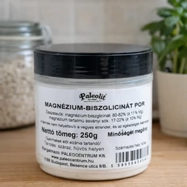 Paleolit Magnézium-biszglicinát por 250 g csomag, glicinhez kötött magnézium por étrend-kiegészítő vízben oldható formában