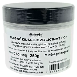 Paleolit Magnézium-biszglicinát por 250 g csomag, glicinhez kötött magnézium por étrend-kiegészítő vízben oldható formában