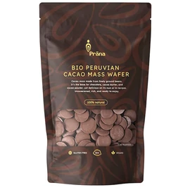 Prana bio perui kakaómassza tallér 100 g kiszerelésben, adalékmentes kakaó csokoládékészítéshez, sütéshez és forró italokhoz, könnyen adagolható tallér formában.