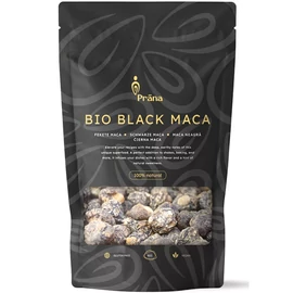 Prana bio fekete maca por 250 g, 100% organikus maca gyökérből, smoothie-k, turmixok és ételek készítéséhez, tápanyagban gazdag és könnyen adagolható.