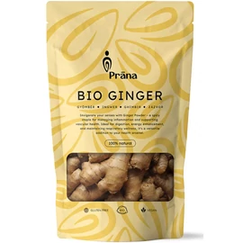 Prana bio gyömbér por 125 g kiszerelésben, finom őrlemény teák, turmixok és ételek ízesítéséhez, könnyen adagolható formában mindennapi felhasználásra.