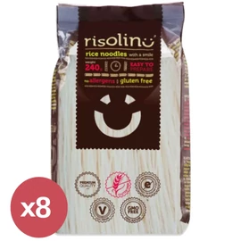 Risolino Gluténmentes rizstészta 1mm kínáló 8x240 g – gluténmentes, tejmentes, tojásmentes vékony rizstészta