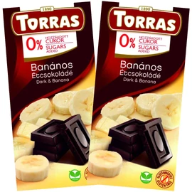 Torras banános vegán étcsokoládé hozzáadott cukor nélkül DUO 2×75 g – gluténmentes cukormentes csokoládé csomag