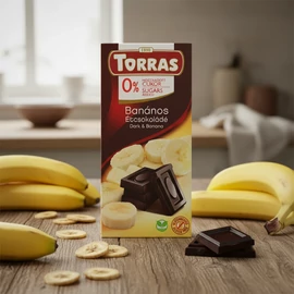 Torras banános vegán étcsokoládé hozzáadott cukor nélkül kínáló 12×75 g – gluténmentes cukormentes csokoládé nagyker