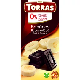 Torras Banános vegán étcsokoládé hozzáadott cukor nélkül 75 g – gluténmentes, maltitollal édesített vegán csokoládé