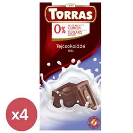 Torras Tejcsokoládé hozzáadott cukor nélkül 4x75 g tábla
