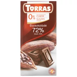 Torras vegán étcsokoládé 72%-os kakaótartalommal hozzáadott cukor nélkül 