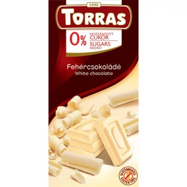 Fehércsokoládé hozzáadott cukor nélkül, gluténmentes alapanyagokból.
