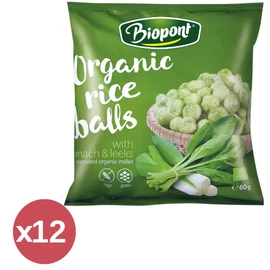 Biopont Extrudált Rizsgolyó spenóttal és póréhagymával kínáló 12X60 g – Natur Reform