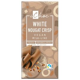Ichoc Bio vegán fehér csokoládé karamellizált mogyoró darabokkal 80 g - Natur Reform