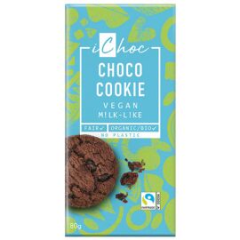 Ichoc Bio vegán csokoládé keksz darabokkal 80 g - Natur Reform