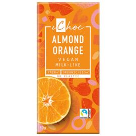 Ichoc Bio vegán csokoládé mandulával és narancs darabokkal 80 g - Natur Reform