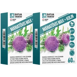 Natur Tanya® Máriatövis MAX + Kolin DUO 2X60 db – 210 mg szilimarin tartalmú vegán tabletta máj és epe egészségéhez