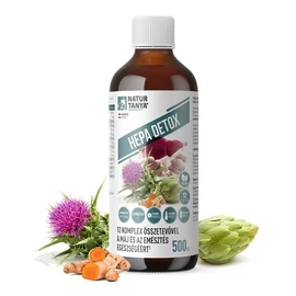 Natur Tanya® Hepa Detox® DUO csomag, két 500 ml‑es lime ízű, vegán máj- és emésztés támogató koncentrátummal, mérőkupakkal.