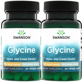 Swanson Glicin DUO 2×60 kapszula AjiPure – gyógyszer minőségű glicin étrend-kiegészítő csomag