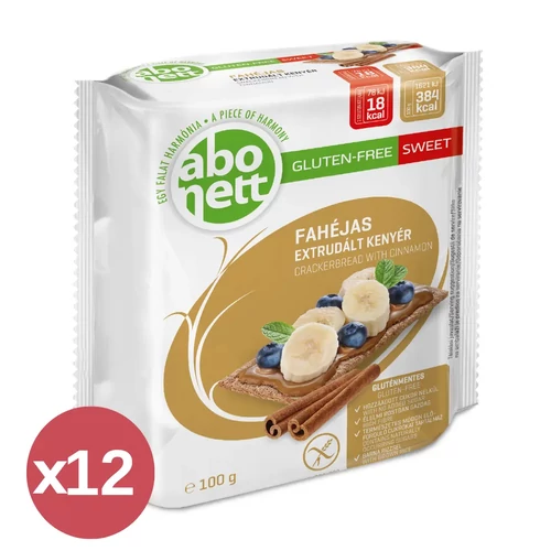 Abonett gluténmentes extrudált kenyér fahéjas 12x100 g – ropogós, egészséges snack