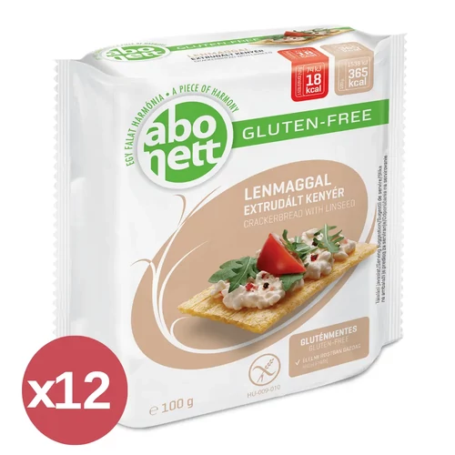 Abonett gluténmentes extrudált kenyér lenmaggal 12x100 g – ropogós, egészséges snack