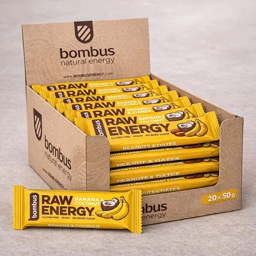Bombus RAW ENERGY Banán & kókusz kínáló 20X50 g