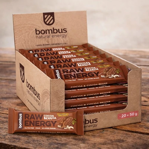 Bombus RAW ENERGY kakaó & kakaóbab kínáló 20×50 g - Reform Nagyker