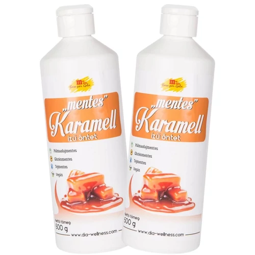 M-GEL Mentes karamell ízű öntet édesítőszerrel DUO 2×500 g – gluténmentes, tejmentes, vegán desszert öntet