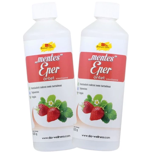 M-GEL Mentes eper ízű öntet édesítőszerrel DUO 2×500 g – gluténmentes, tejmentes, vegán gyümölcs desszert öntet csomag
