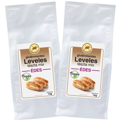 Gluténmentes Vegán Leveles tészta mix édes DUO 2×1 kg cöliákiás croissant alap vegán édes lisztkeverék