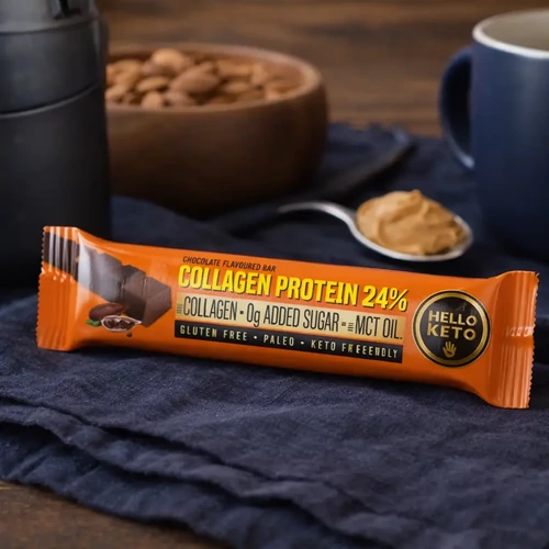 Hello Keto Csokoládé ízű kollagénprotein szelet édesítőszerekkel 40 g