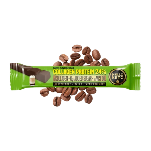 Hello Keto Kávé ízű kollagénprotein szelet édesítőszerekkel 40 g