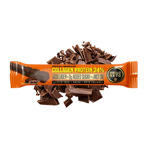 Hello Keto Csokoládé ízű kollagénprotein szelet édesítőszerekkel 40 g