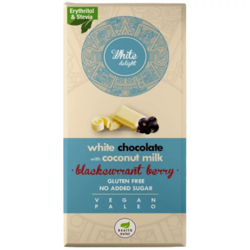 Health Market White Delight Fehér tábla egész feketeribizlivel, édesítőszerrel 80 g – Natur Reform