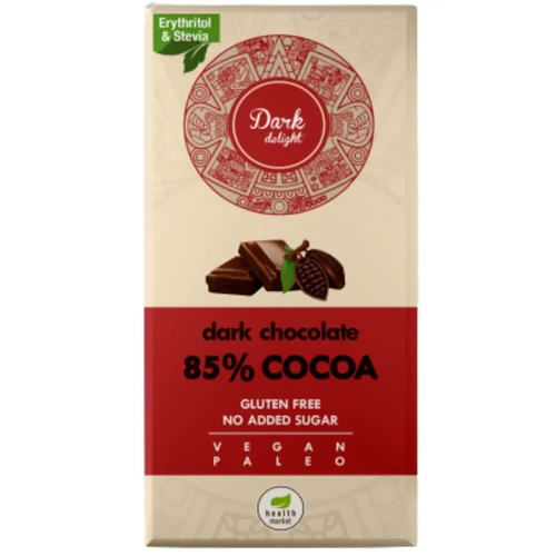 Health Market Dark Delight Étcsokoládé édesítőszerekkel (gluténmentes, vegán) 80 g  - Reform Nagyker