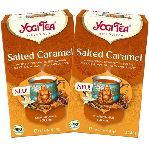 YOGI TEA BIO Sós karamell tea DUO 34x2 g – bio karamell vanília fűszertea DUO kiszerelésben, koffeinmentes ayurvédikus receptúra