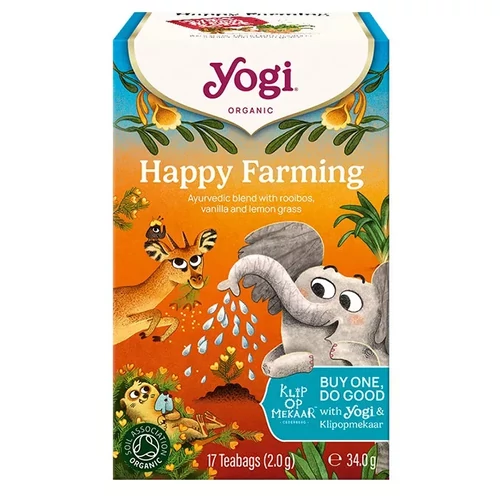 YOGI TEA BIO Boldog farm tea 17x2 g – bio rooibos indiai citromfű vanília narancsos fűszertea koffeinmentes dél-afrikai receptúra alapján