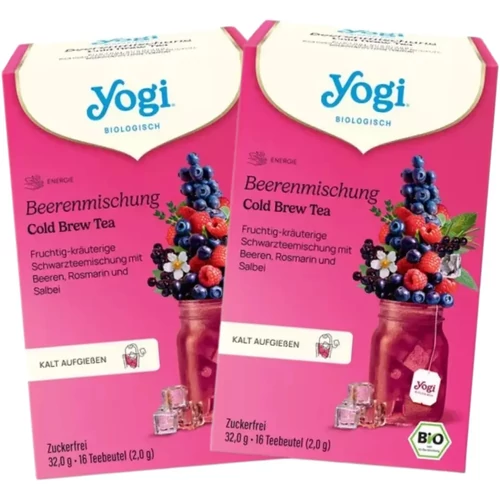 YOGI TEA BIO Erdei gyümölcsös jeges tea DUO 32x1,8 g – bio fekete tea hibiszkusz erdei gyümölcsös jeges tea DUO kiszerelésben, cukormentes