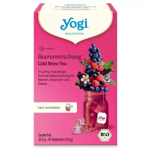 YOGI TEA BIO Erdei gyümölcsös jeges tea 16x1,8 g – bio fekete tea hibiszkusz erdei gyümölcsös keverék cukormentes jeges tea