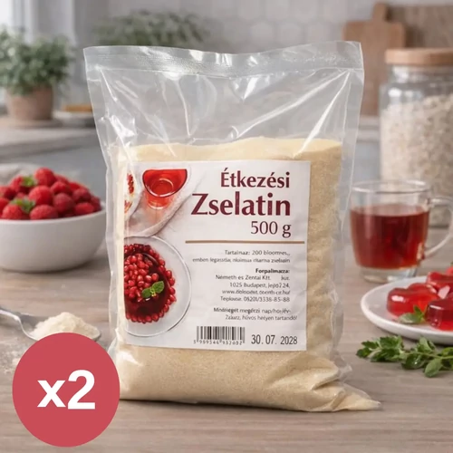 N&Z Étkezési Zselatin DUO 2×500 g csomagolás, 200 Bloom értékű porzselatin konyhai felhasználásra