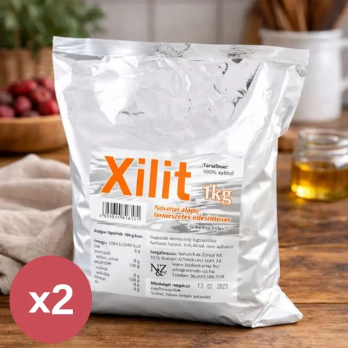 N&Z Xilit DUO 2×1000 g csomagolás, 100% nyírfacukor alapú természetes édesítőszer