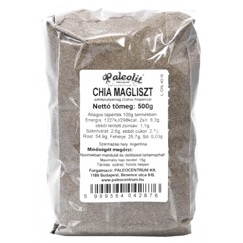 Paleolit Chia magliszt 500 g csomagolás, paleo sütéshez és diétás sűrítéshez ajánlott magliszt.