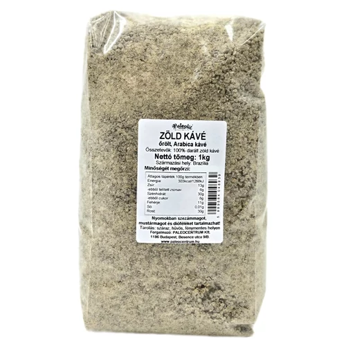 Paleolit 100% Zöld kávé őrölt 1 kg – pörköletlen brazíliai arabica kávé gazdaságos kiszerelésben, klorogénsavban gazdag
