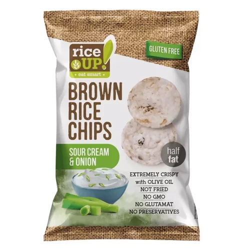 Rice UP! hagymás–tejfölös ízesítésű barna rizs chips 60 g